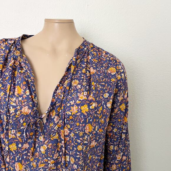 [J. Crew] Midnight Floral Print V-Neck Tunic Coverup Beach Dress Size Small S - Picture 6 of 11
